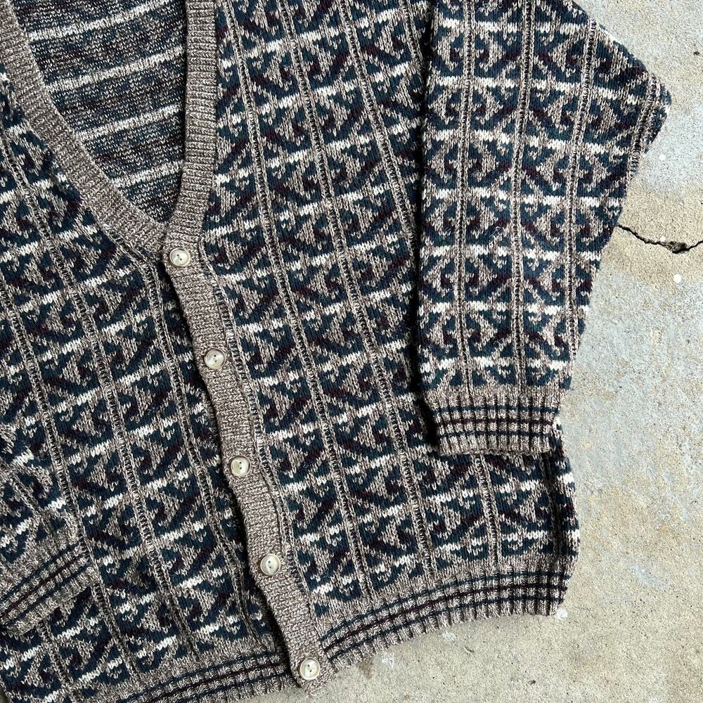 Vintage Y2k Abstract Pattern Cardigan Knit Sweater - image 3